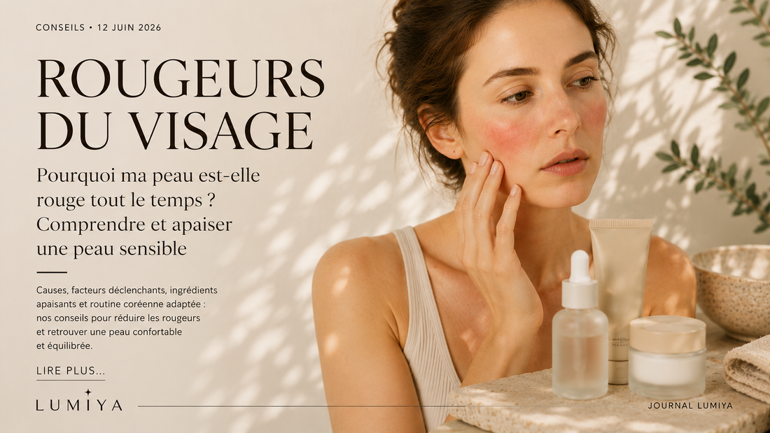 Peau sensible avec rougeurs du visage, routine skincare coréenne apaisante pour renforcer la barrière cutanée et retrouver une peau confortable.