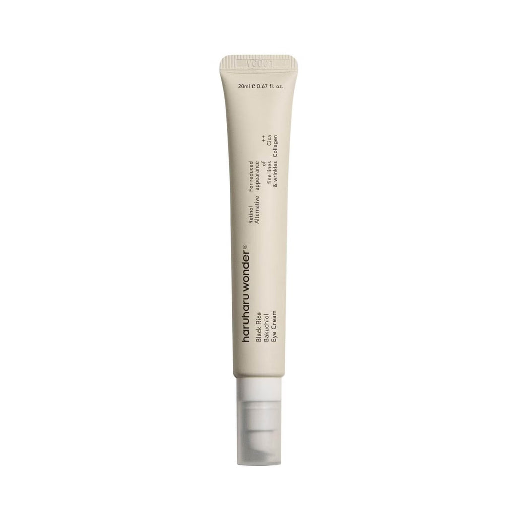 Haruharu Wonder Black Rice Bakuchiol Eye Cream contour des yeux coréen anti-âge pour peau sensible sur fond clair

